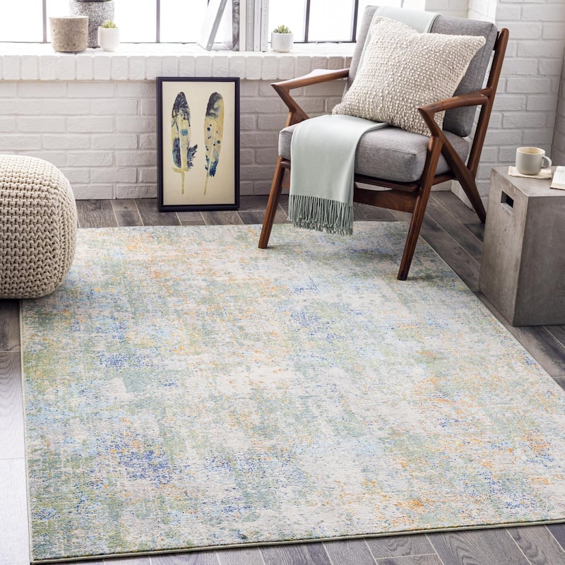 Livabliss Bodrum Casual Abstract Indoor/Outdoor Area Rug - Orange/Green - 7'10" x 10'