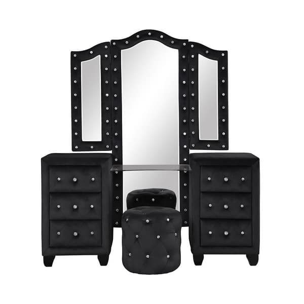 black velvet dresser with mirror Better Home Products Velvet 6 Drawer Dresser with Mirror and Gold Legs in Black