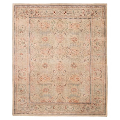 ECARPETGALLERY Hand-knotted Antalya Vintage Khaki Wool Rug - 8'0 x 9'9