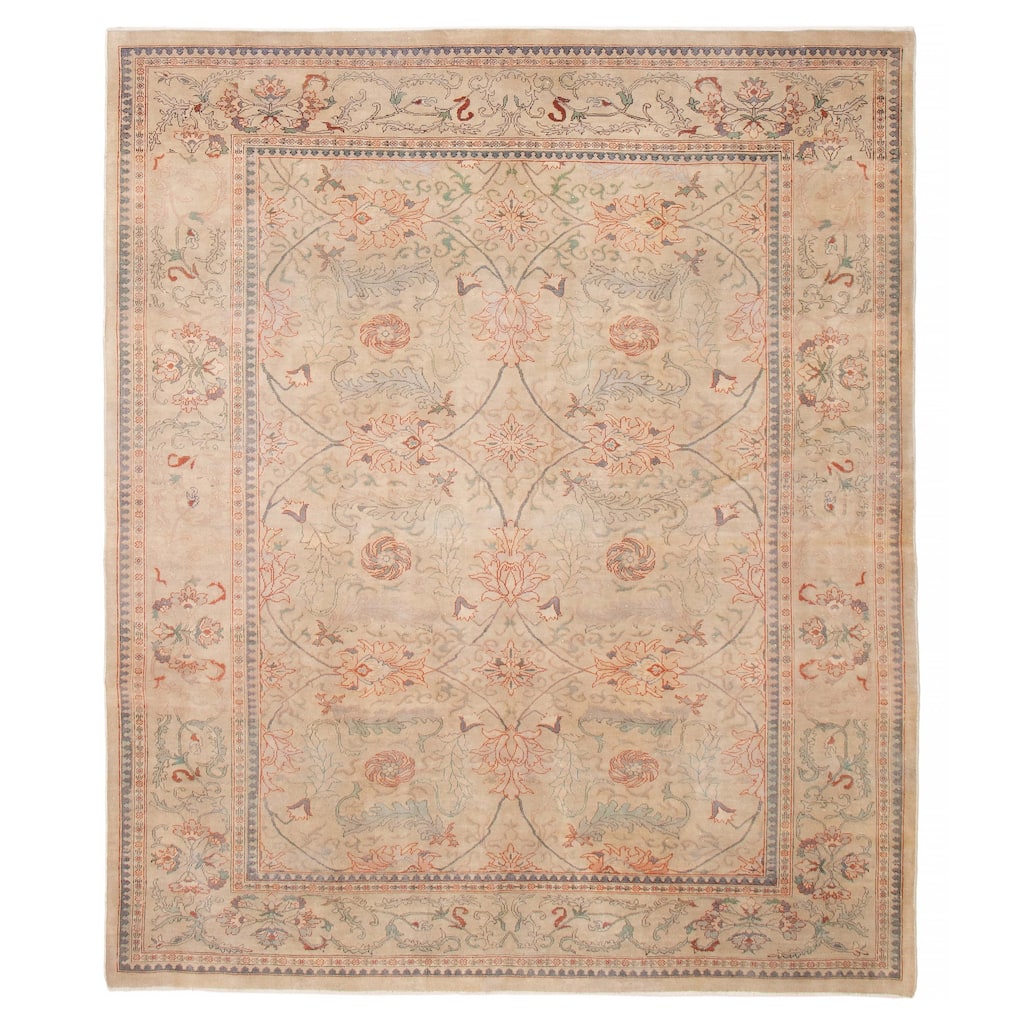 ECARPETGALLERY Hand-knotted Antalya Vintage Khaki Wool Rug - 8'0 x 9'9