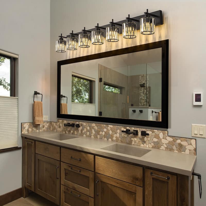 Mid-Century Modern Dimmable Bathroom Vanity Light Crystal Glass Wall Sconce