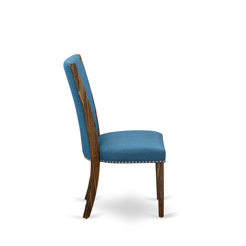 East West Furniture Verona Parson Dining Chairs - Nail head Trim Linen Fabric Chairs, Set of 2(Finish Options)