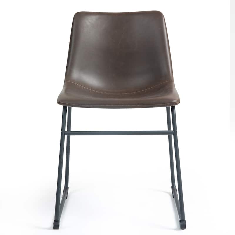 Adan Iron Frame Faux Leather Dining Chair (Set of 2)