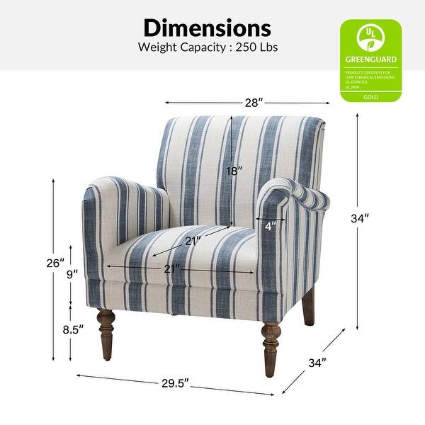 dimension image slide 2 of 6, Seip Classic and Contemporary Striped Arm Chair with Spindle Legs by HULALA HOME