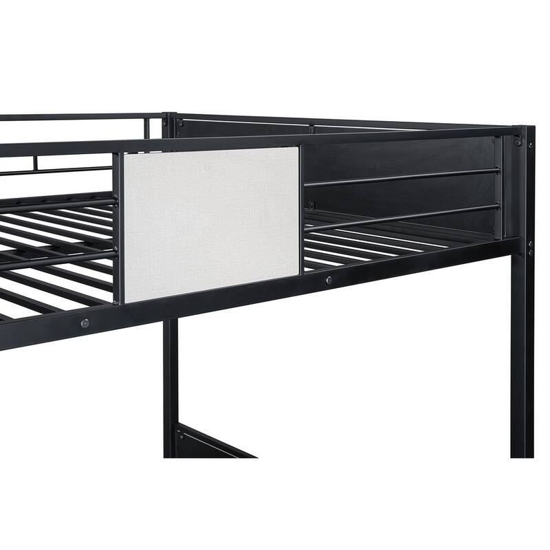 Full Over Full Metal Bunk Bed with Black Finish and Attached Ladder