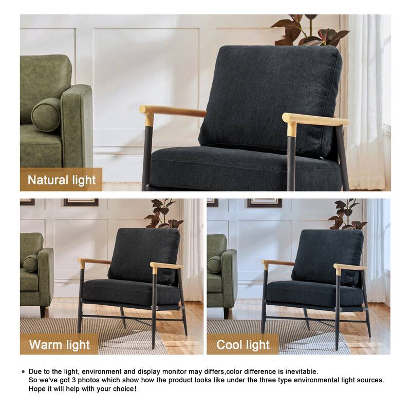 Anis 27'' W Vegan Leather/ Chenille X Base Metal Frame Accent Chair