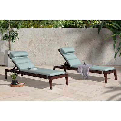Vaughn 2 Piece Eucalyptus Outdoor Patio Chaise Lounges