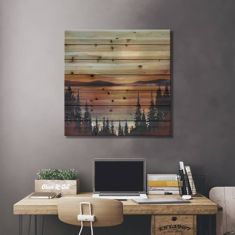 Summer Lake Sunset Print On Wood by SpaceFrog Designs - Multi-Color