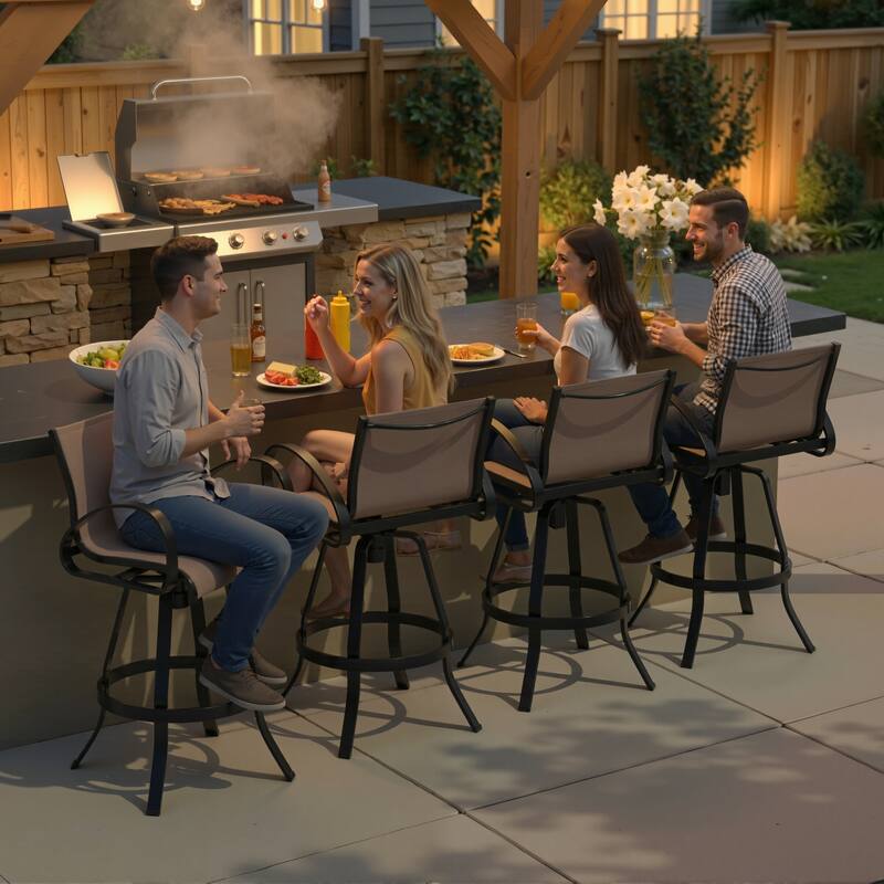 Crestlive Products Outdoor Patio All-weather Aluminum Swivel Bar Stools Sunbrella