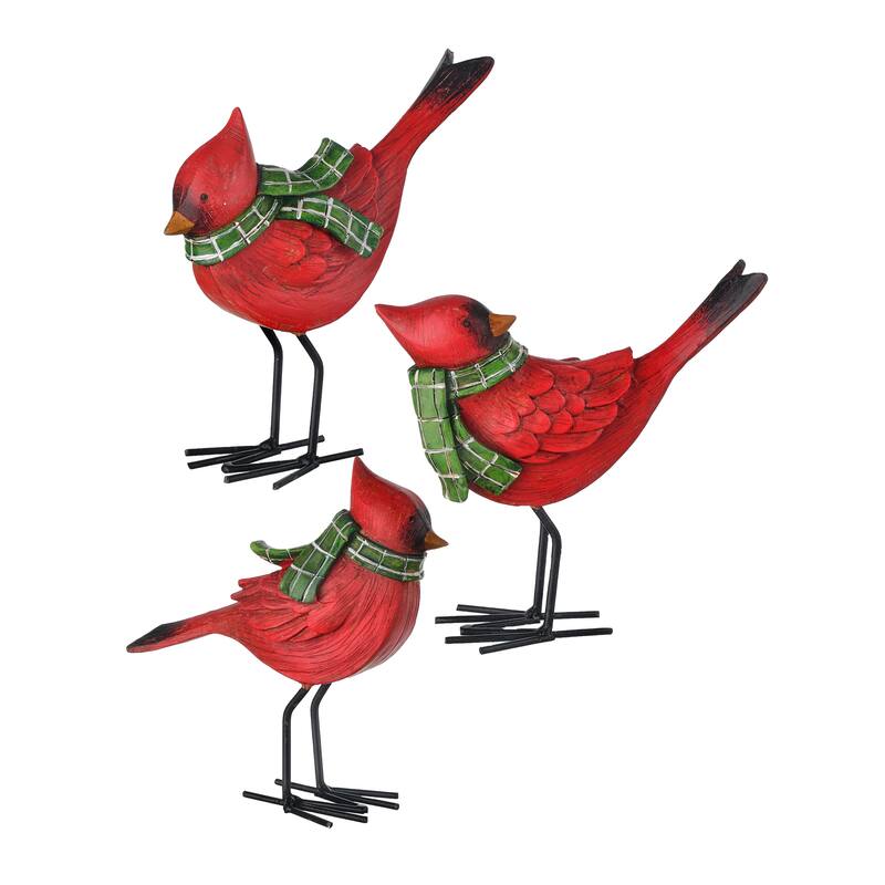 5" Resin Cardinal W/Scarf Set of 3