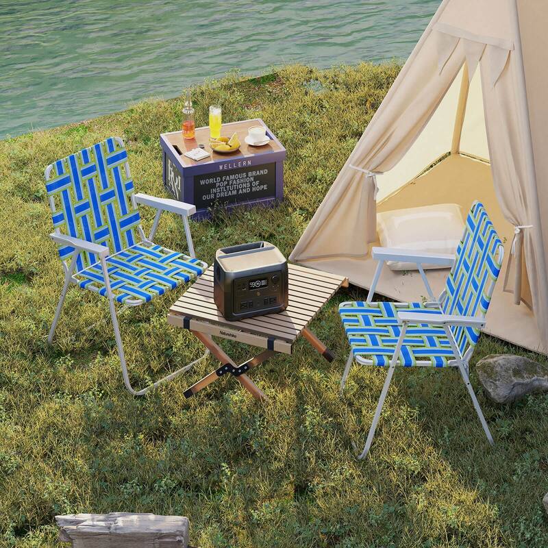 Costway Folding Beach Chairs Set of 2 with Armrests for Adults Loads