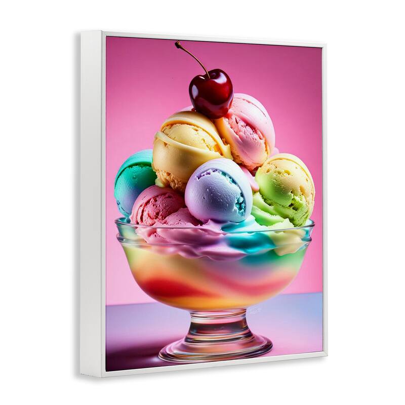 Stupell Rainbow Hued Sundae Dessert Framed Giclee Art Design By Tabz Jones