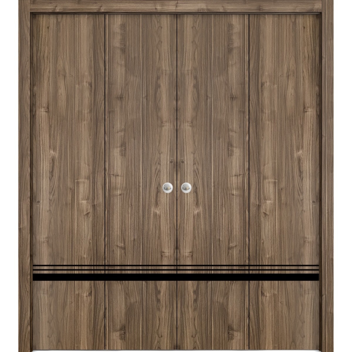 SartoDoors Planum 0012 | Closet Door Bi-fold Door | Solid Wood | Hardware Set | 18x80, Walnut Bedroom Door Bathroom Door