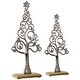 preview thumbnail 3 of 4, Starry Trees Metal Christmas Decorations - 18.5" - Silver - Set of 2