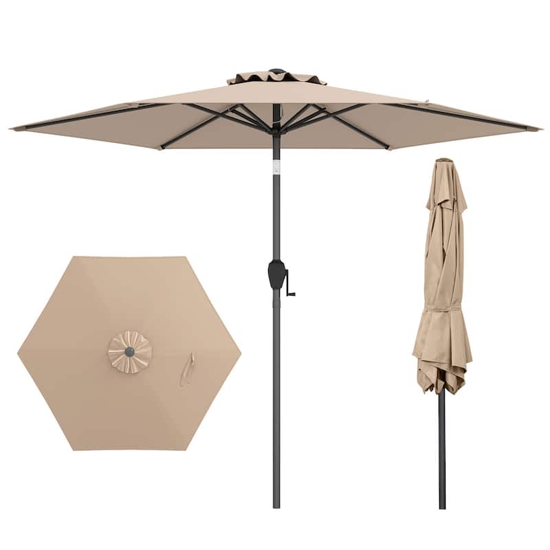 Polyester 7.5FT Patio Umbrella with Tilt, Crank and Vented Canopy