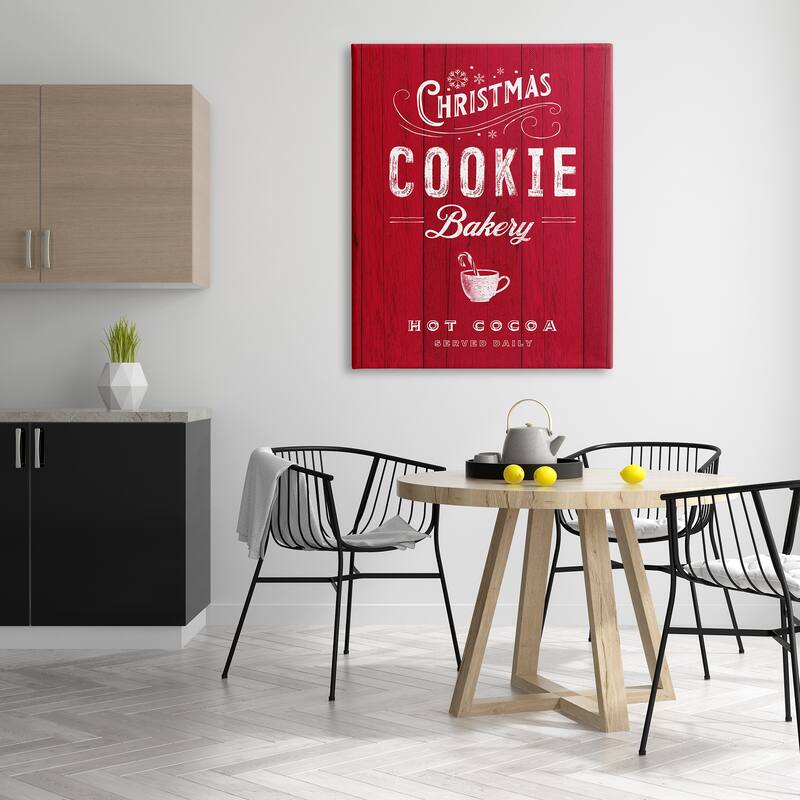 Stupell Christmas Cookie Bakery Holiday Advertisement Festive Cocoa Canvas Wall Art - Red