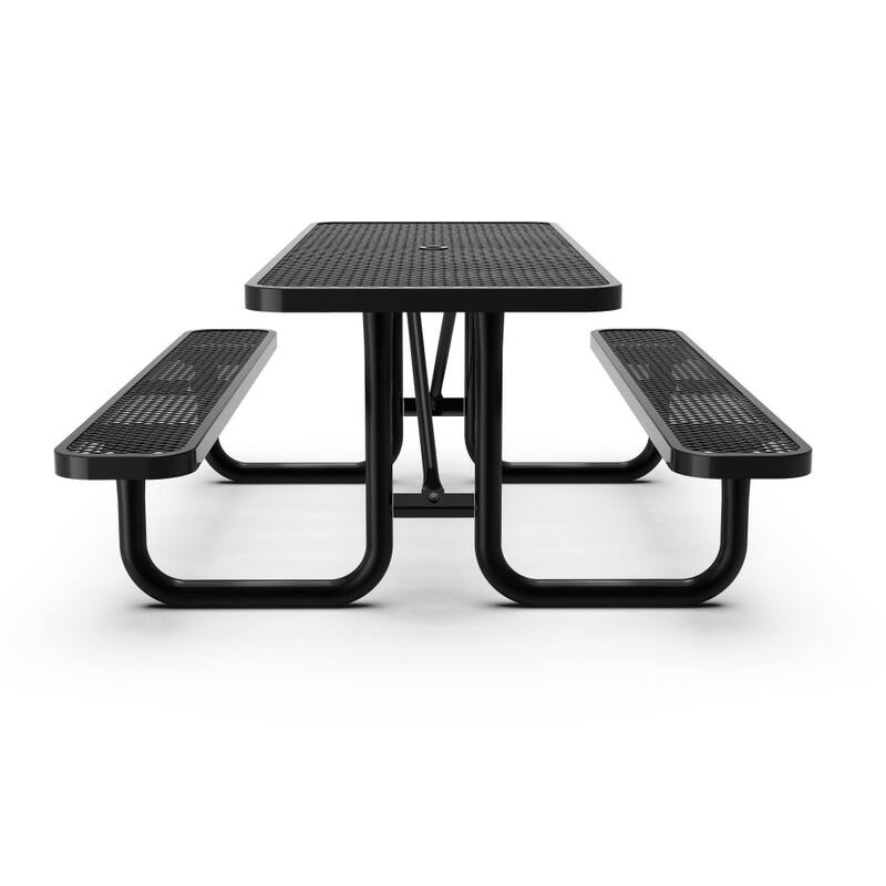 Commercial Grade Expanded Mesh Metal Outdoor Picnic Table with Anchors