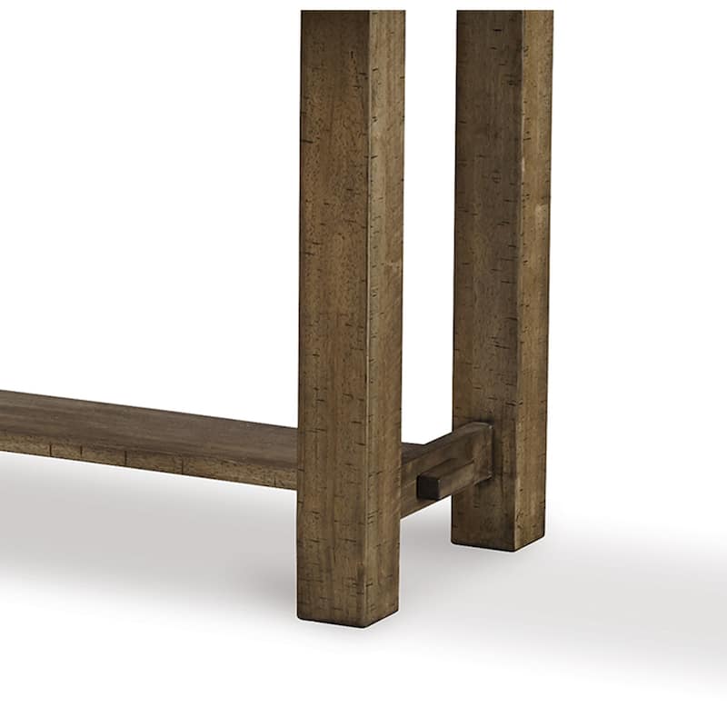 Chip Counter Height Dining Table with Tenon Pedestal Base, Nutmeg Wood