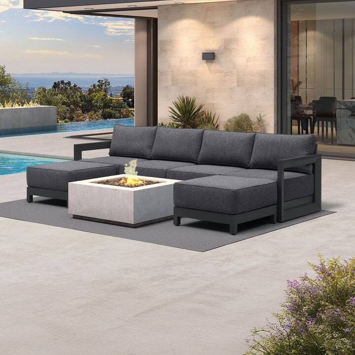 PURPLE LEAF Patio Furniture Set L-Shaped Outdoor Couch with 9.6" Thick Cushion Sofas for Yard Porch Deck, Grey with Table - 4 Seats+2 Ottomans - U-shaped