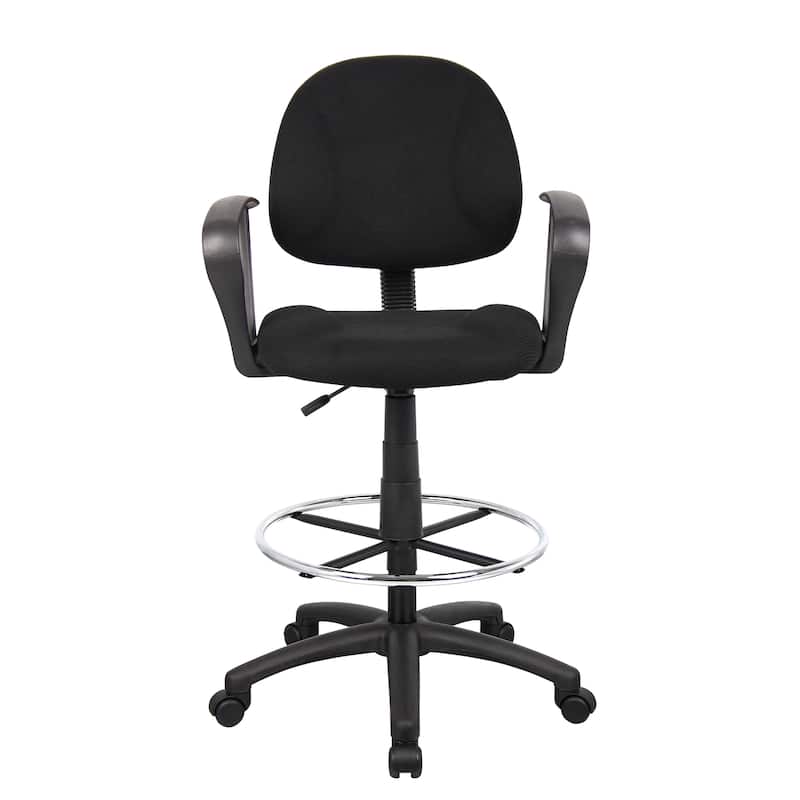 Boss Adjustable Black Loop Arm Drafting Stool with Wheel Casters