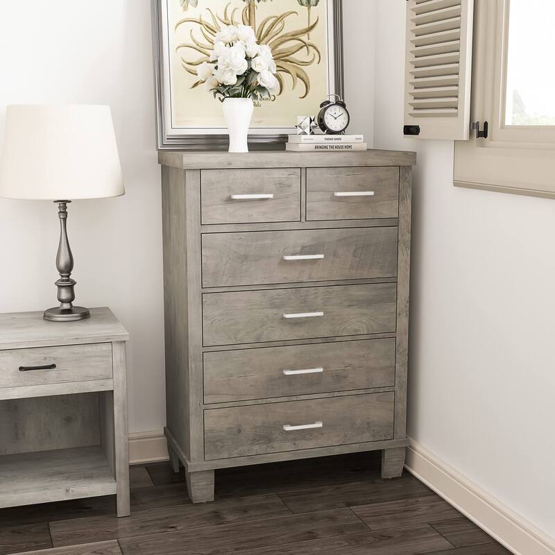 6/7 Drawer Dresser for Bedroom, Modern Wood Chest with Metal Handles, Storage Organizer for Closet