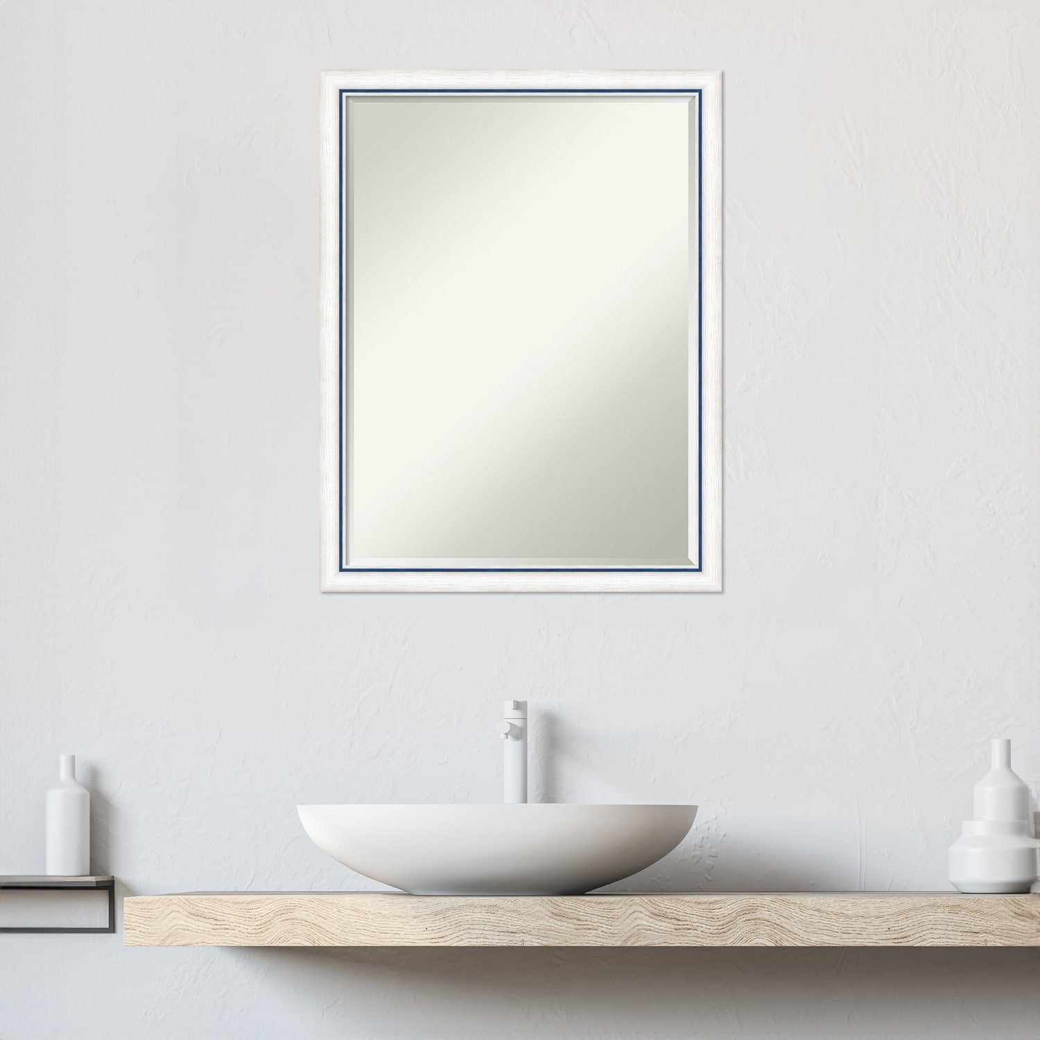 Morgan Half-Inch-Bevel Wood Framed Bathroom Vanity Wall Mirror - Glass Size 18x24