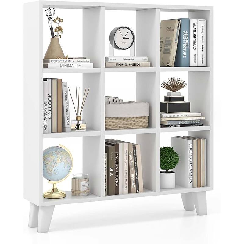 1/2 PCS Living Room 9-Cube Bookcase with 6 Removable Shelves White - 1 PCS