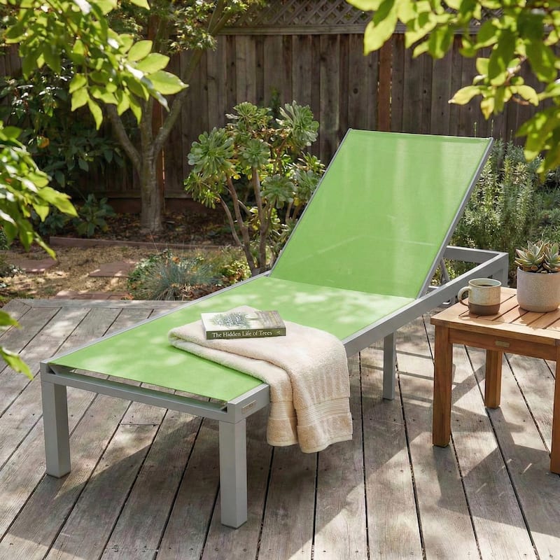 Marlin Aluminum Beach Pool Reclining Lounge Chair with Sling Mesh Fabric and Powder-Coated Frame