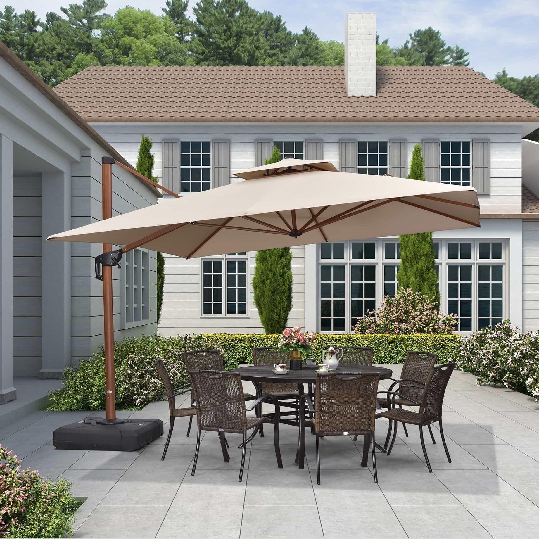 15 ft patio umbrella replacement canopy Yescom Umbrella Replacement Canopy 15x9ft 12-Rib Rectangle