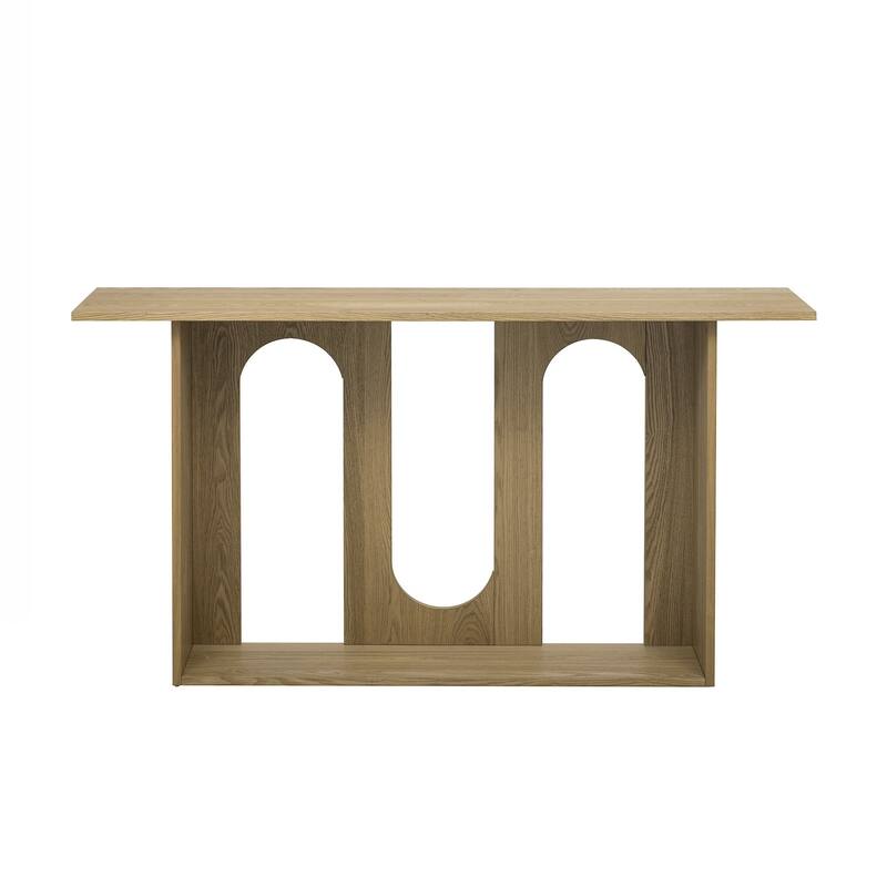 Modern and Curved Design Ash Veneer Console Table with Shelf,Suitable for Entryway,Hallway Living Room,Foyer