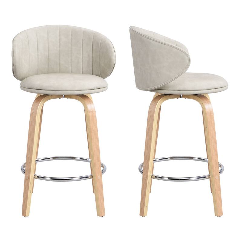 26 Inch Bentwood Bar Stools Swivel Counter Height Bar Stools