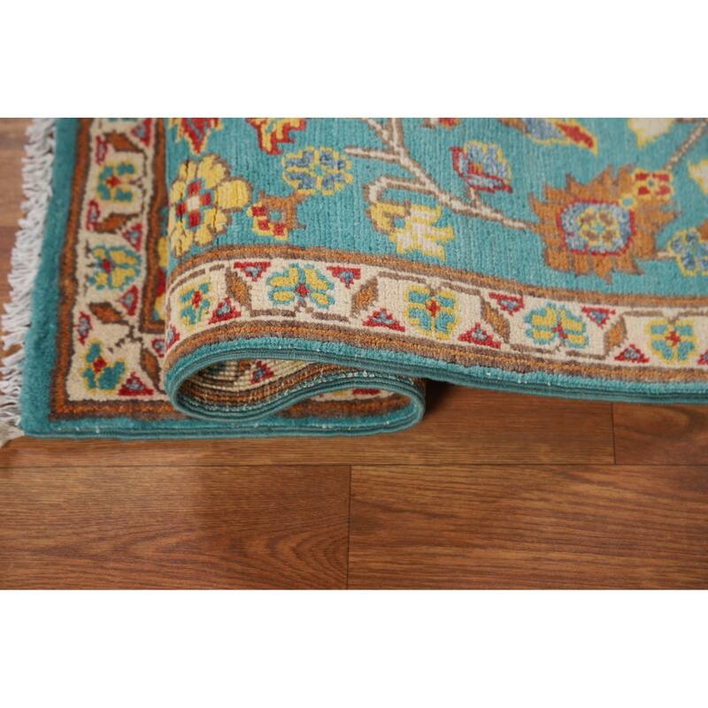 Turquoise Blue Kazak Oriental Foyer Rug Hand-Knotted Wool Carpet - 2'0" x 3'0"