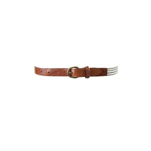 Fossil White Tan Printed Stripe Belt M