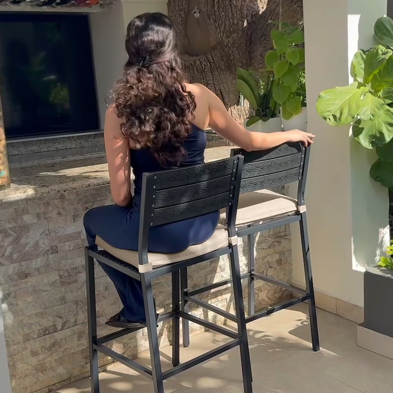 Outdoor Barstool Counter Height Bar Stools with Cushion - see picture