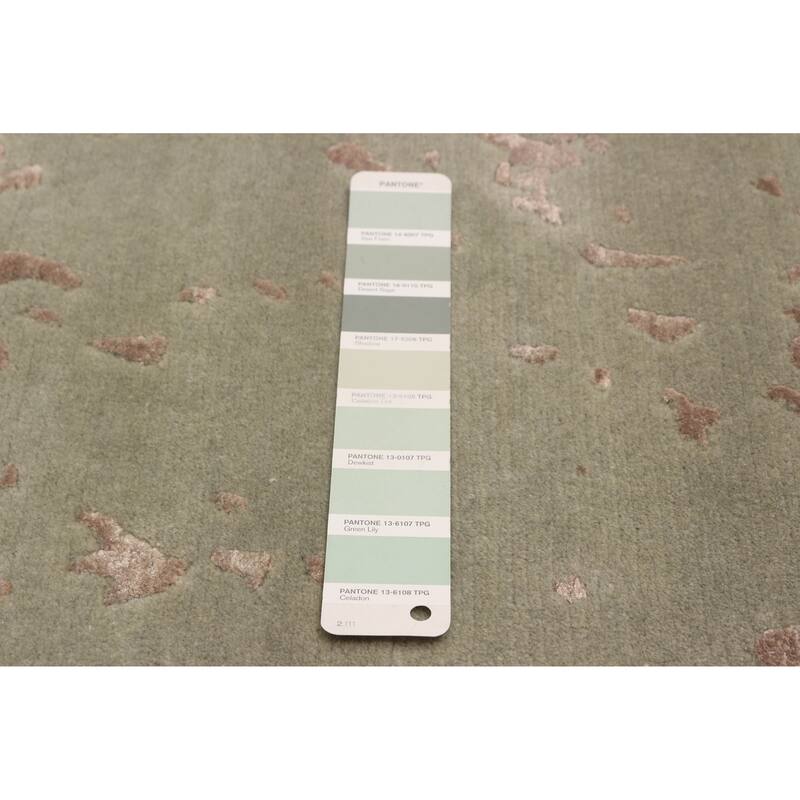 ECARPETGALLERY Hand-knotted Opulence Green Viscose, Wool Rug - 9'10 x 10'0