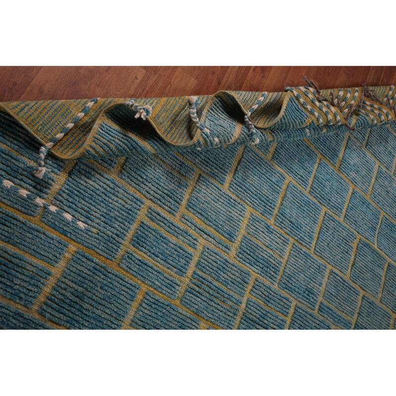 Geometric Modern Moroccan Large Area Rug Handmade Wool Carpet - 11'10"x 16'0"