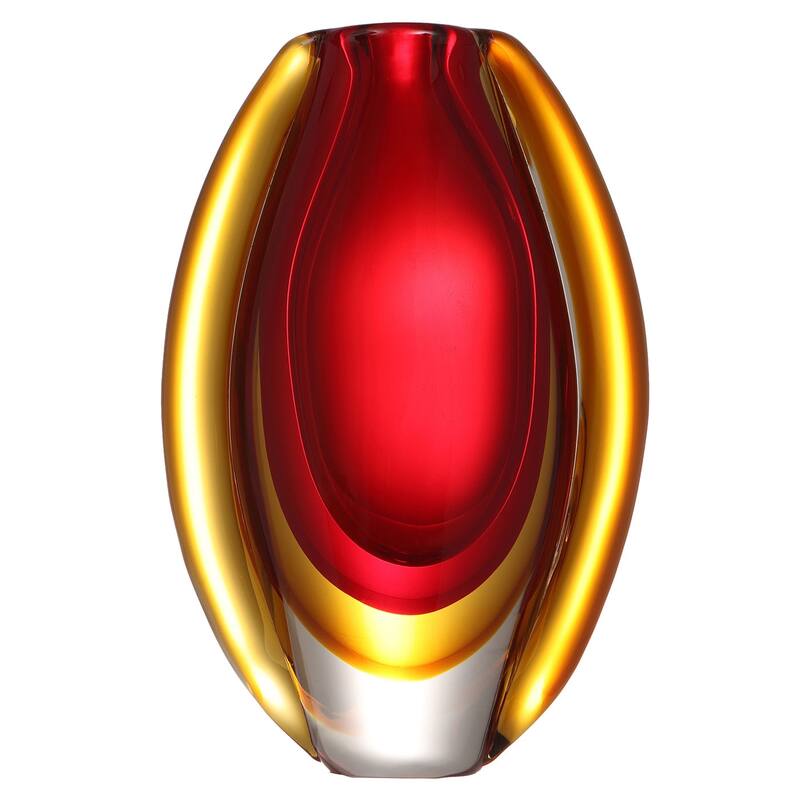 Luxury Lane Hand Blown Sommerso Oval Art Glass Vase 8.5-10 inch tall