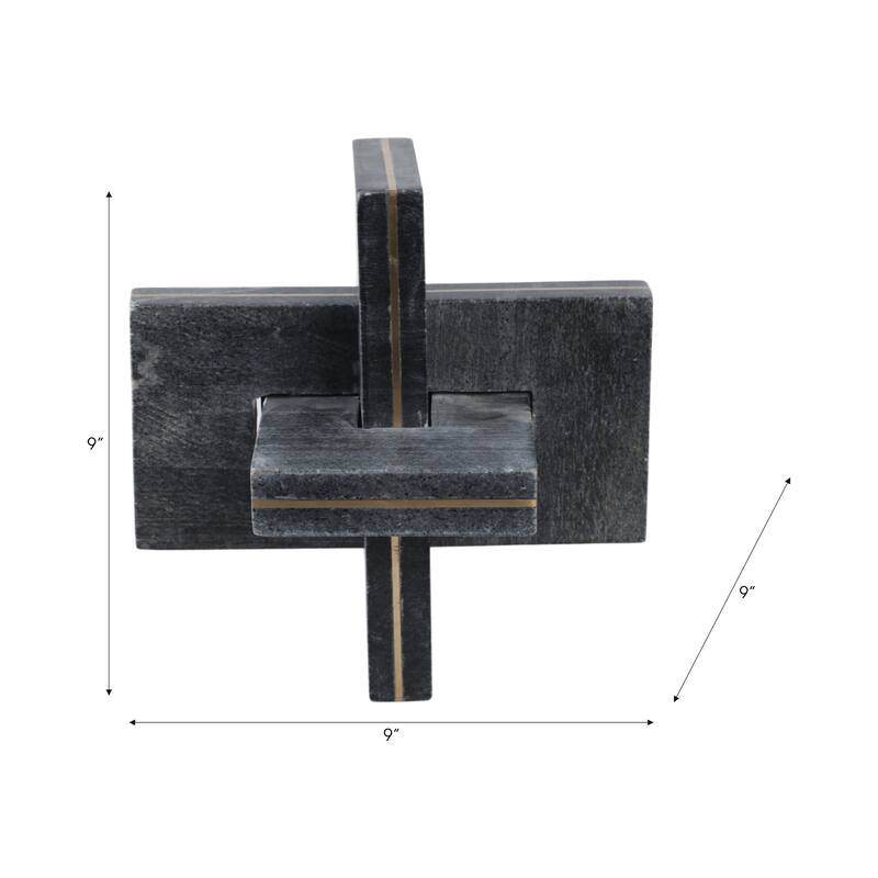 Stone Metal Decorative Object Interlocking Modern Geometric Structure