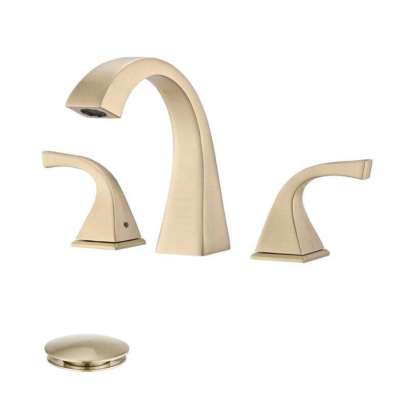 Topcraft Two Handle Bathroom Sink Faucet with Pop-Up Drainer - Brushed Gold