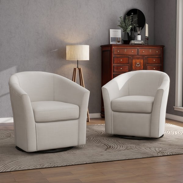 Set of 2 Modern Upholstered Swivel Barrel Chair Living Room Accent ...
