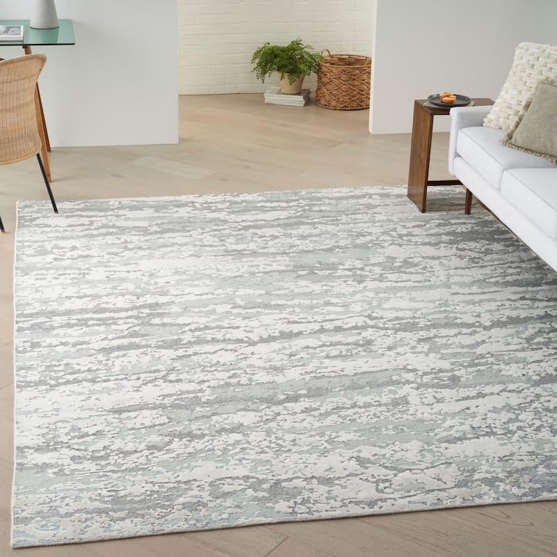 Nourison Divine Contemporary Area Rug - Aqua - 9'9" x 13'9" - Rectangle
