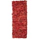 SAFAVIEH Handmade Leather Shag Carlijn Modern Decorative Rug - 2'3" x 9' Runner - Red