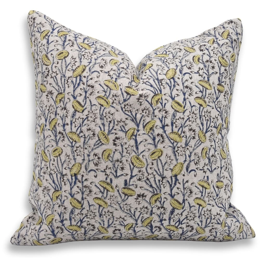 Linen Square Block print pillow Cover - Pishta