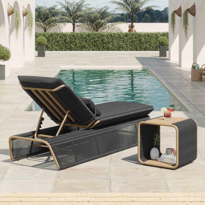 Corvus Corral 2-piece Adjustable Outdoor Wicker Chaise Lounge Set with Sunbrella Cushion