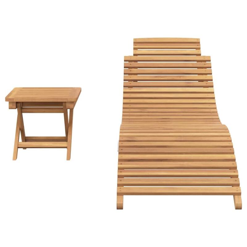 vidaXL Sun Lounger Folding Brown 184 x 55 x 59 cm Solid Teak Wood - 72.4 x 21.7 x 23.2