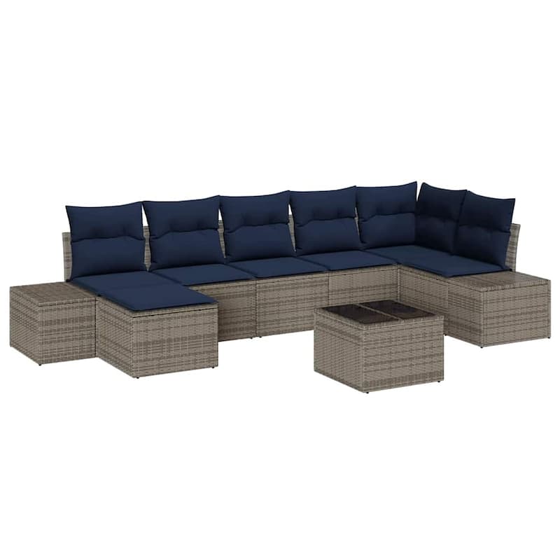 vidaXL 8 Piece Garden Sofa Set with Cushions - 125.6×60.6×27.2