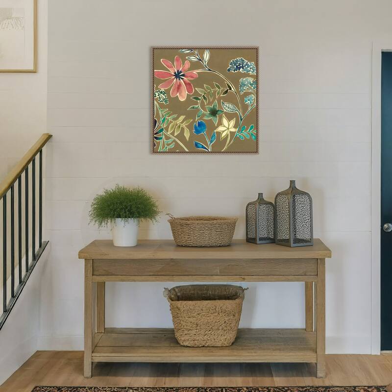 Flower Garland No. 1 by Grace Popp (22 x 22 in.), Framed Canvas Wall Art Print