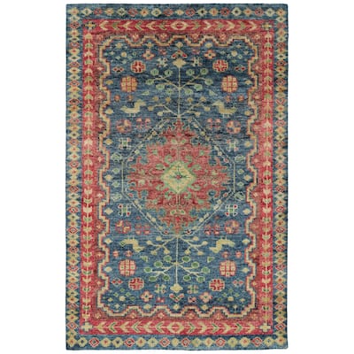 Atiqa Collection Blue Rectangle Indoor Area Rug