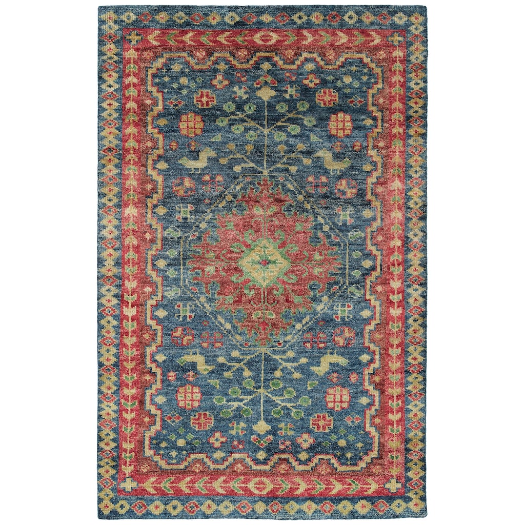 Atiqa Collection Blue Rectangle Indoor Area Rug