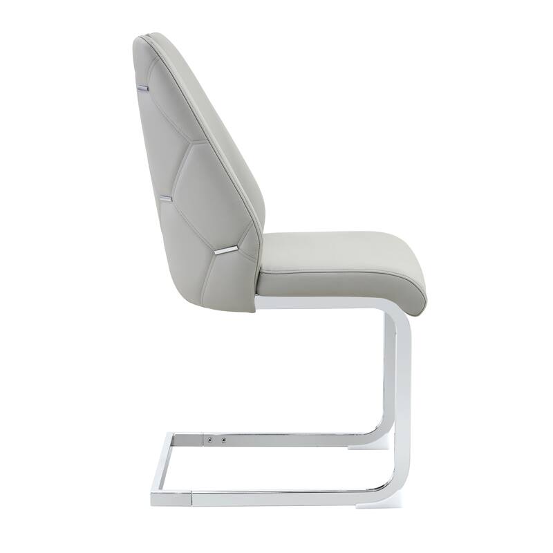 Dining Chairs Set of 4, Faux Leather Kitchen Chairs with Chrome Pull Handle, High Back Upholstered Dining Room Chair